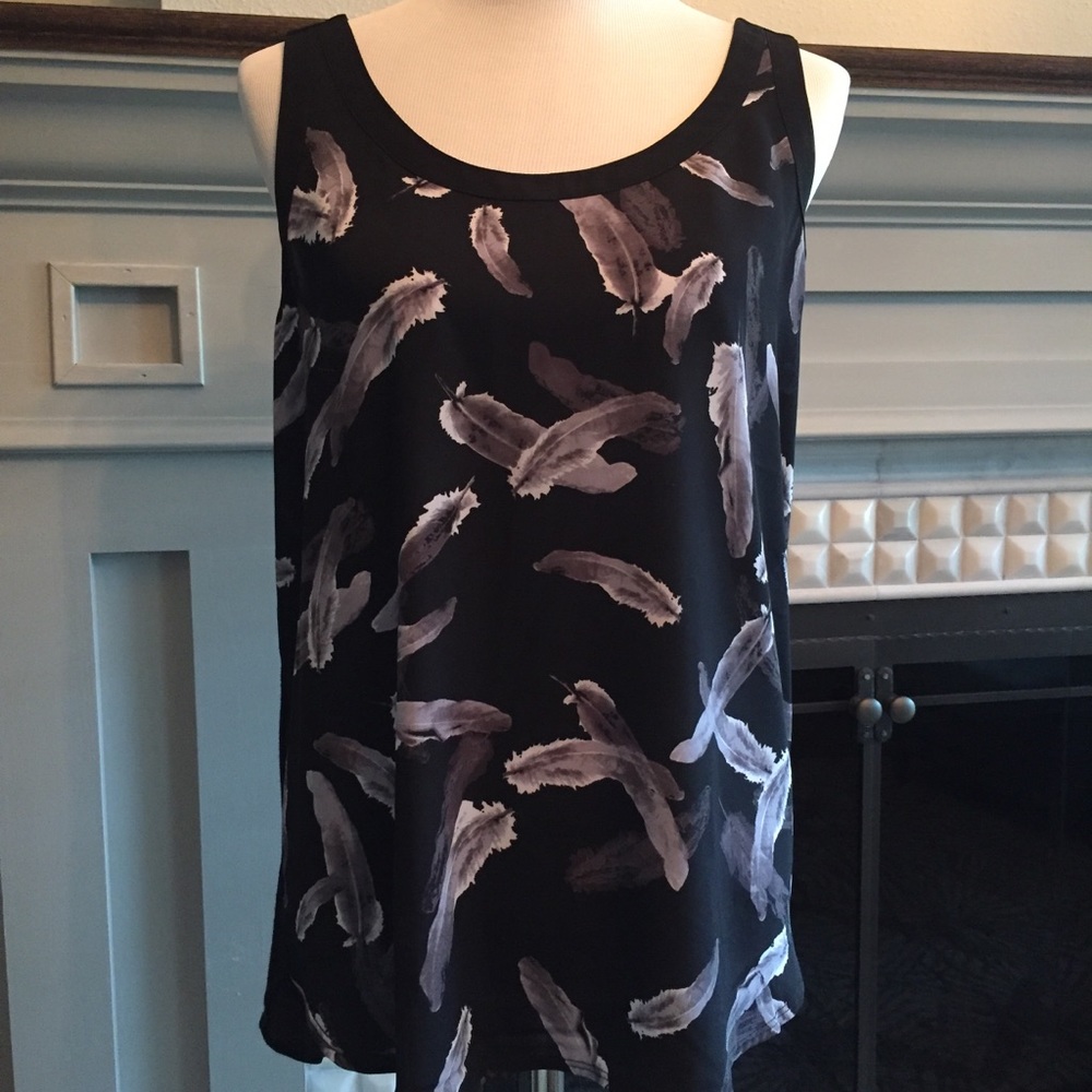 Express Black Feather Print Tank